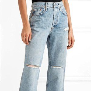 RE/DONE Low Slung Crop Jeans in Light Denim
